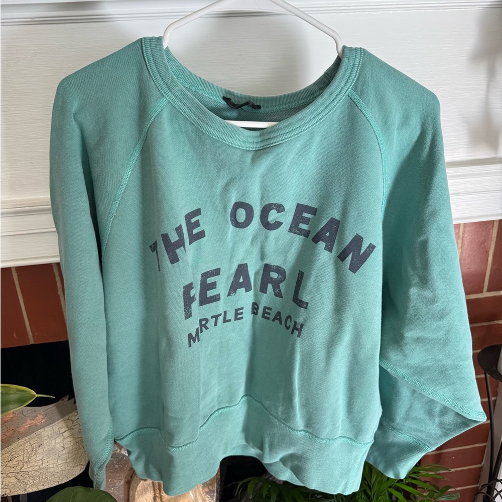 J. Crew Mint Green Sweatshirt with Navy Text